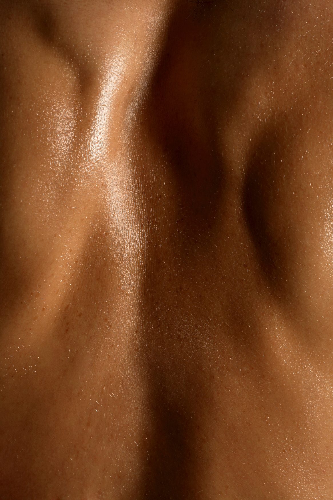 Sculpted, healthy skin in warm light